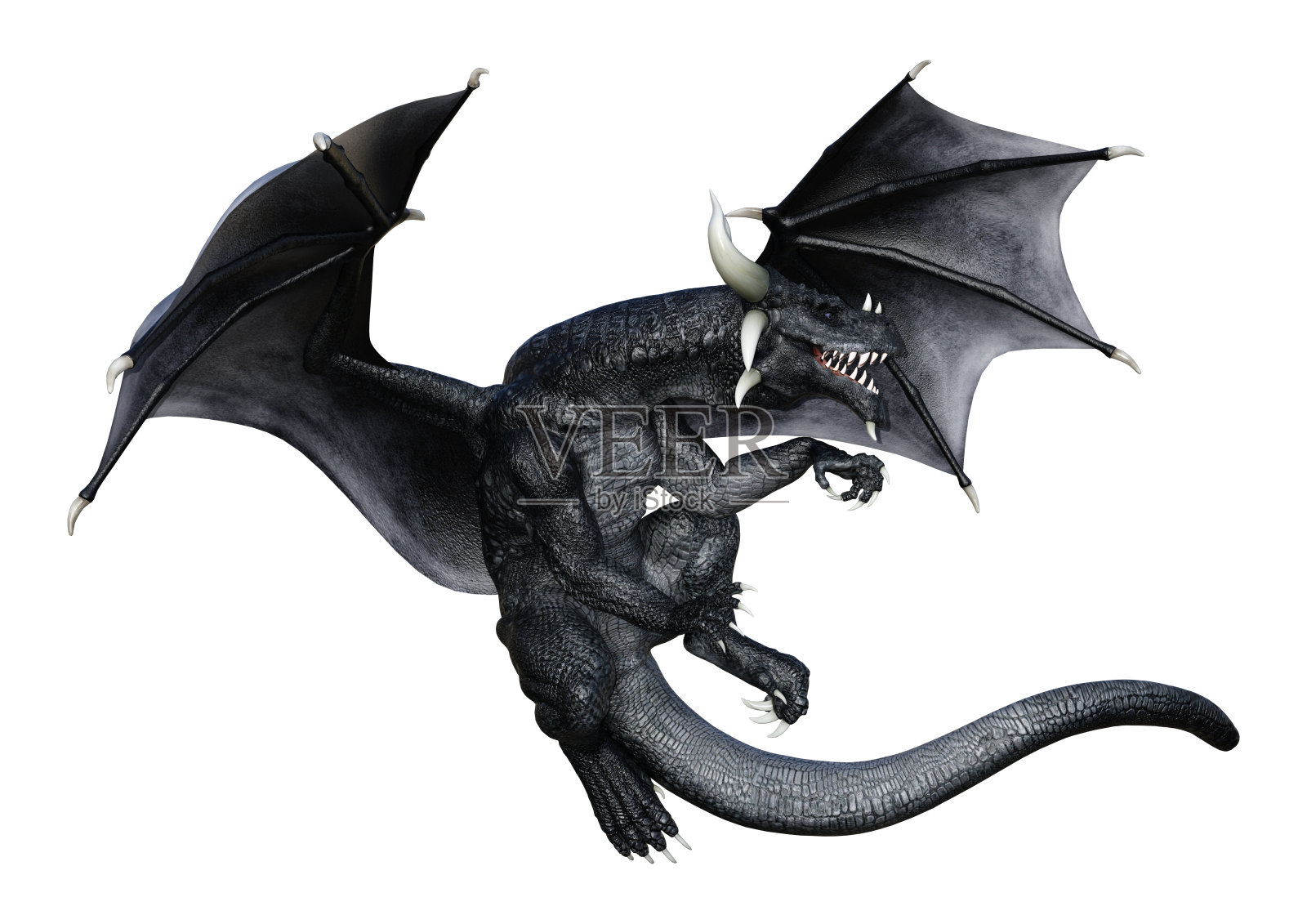 3D插图幻想龙在白色照片摄影图片