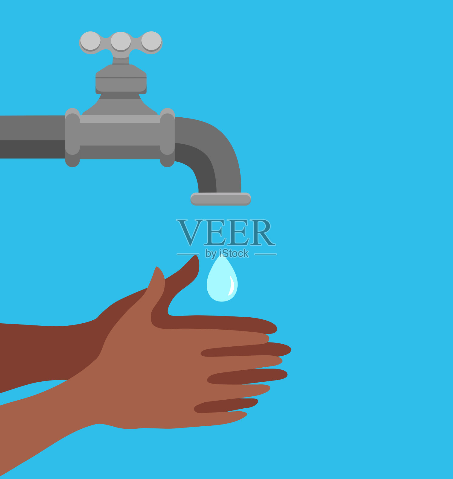 用正确的肥皂和水洗手卡通矢量插图。平面医疗卫生个人皮肤清洁程序缤纷概念。病毒防护步骤设计模板插画图片素材