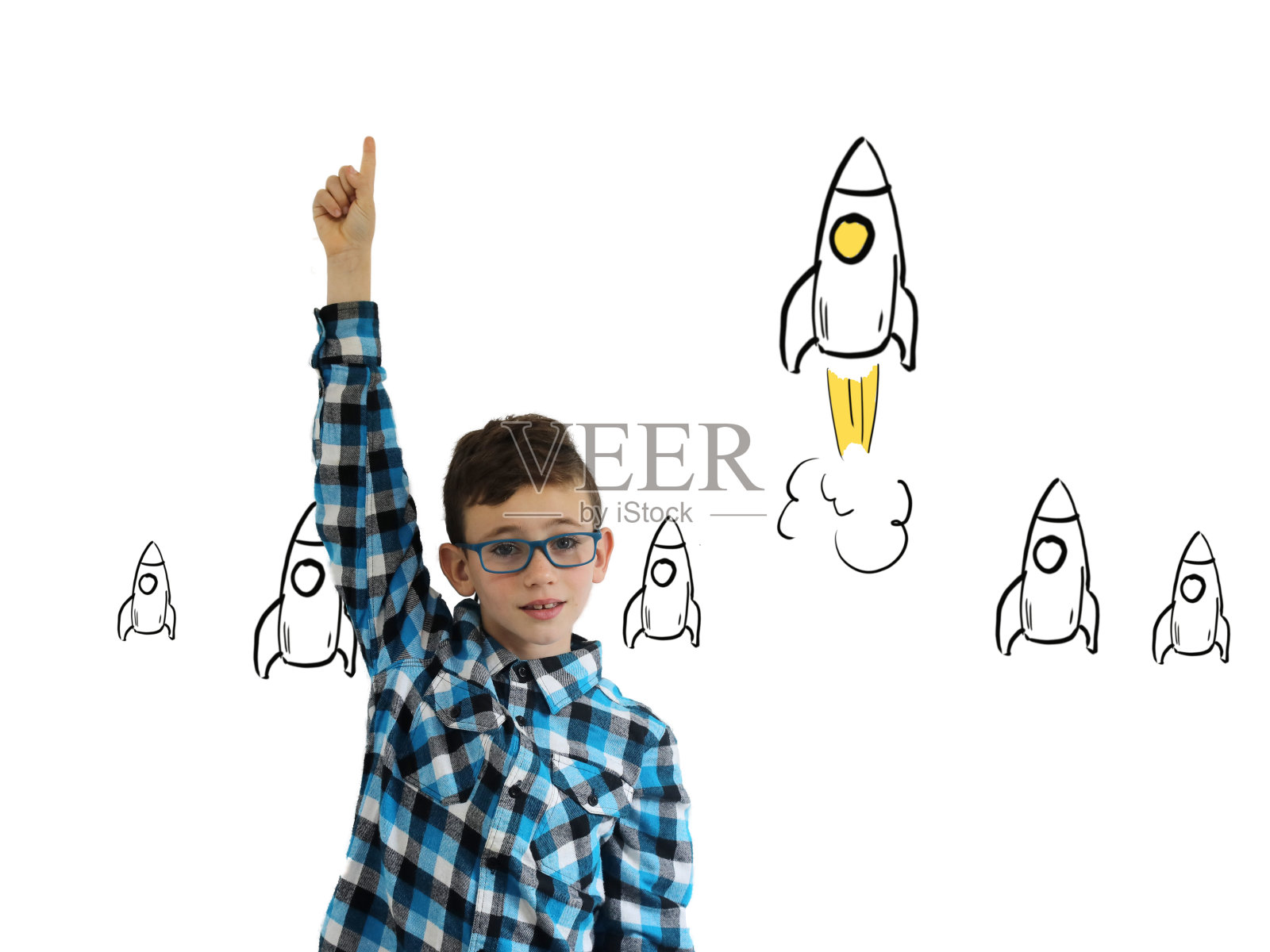 商业竞赛领导火箭男孩创意创新照片摄影图片
