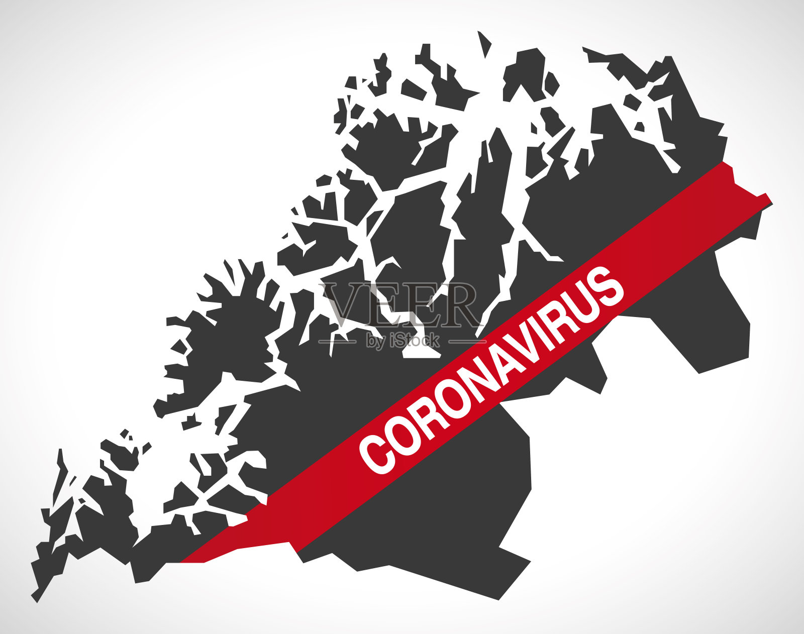 挪威特罗姆斯县地图,冠状病毒警告插图插画图片素材