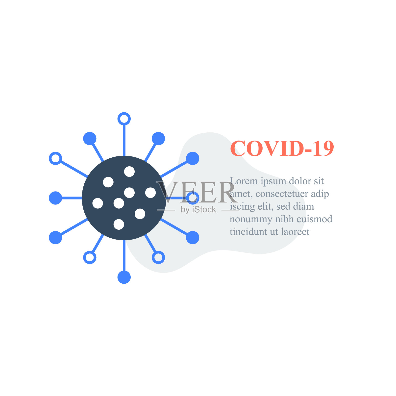 Covid-19或冠状病毒、病毒分子、大流行检疫、流感传播插画图片素材