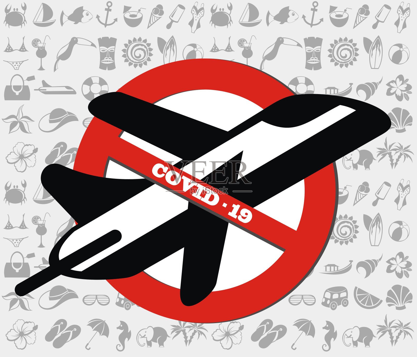 停止旅行。禁止标志。插画图片素材