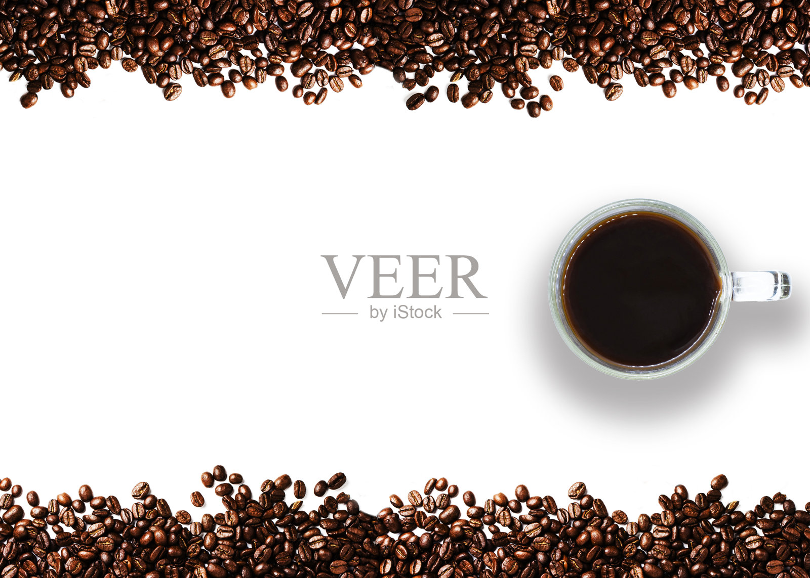 顶视图的一杯黑咖啡,孤立的白色背景照片摄影图片