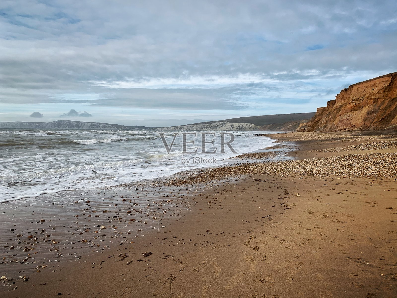 英国怀特岛的康普顿海滩照片摄影图片