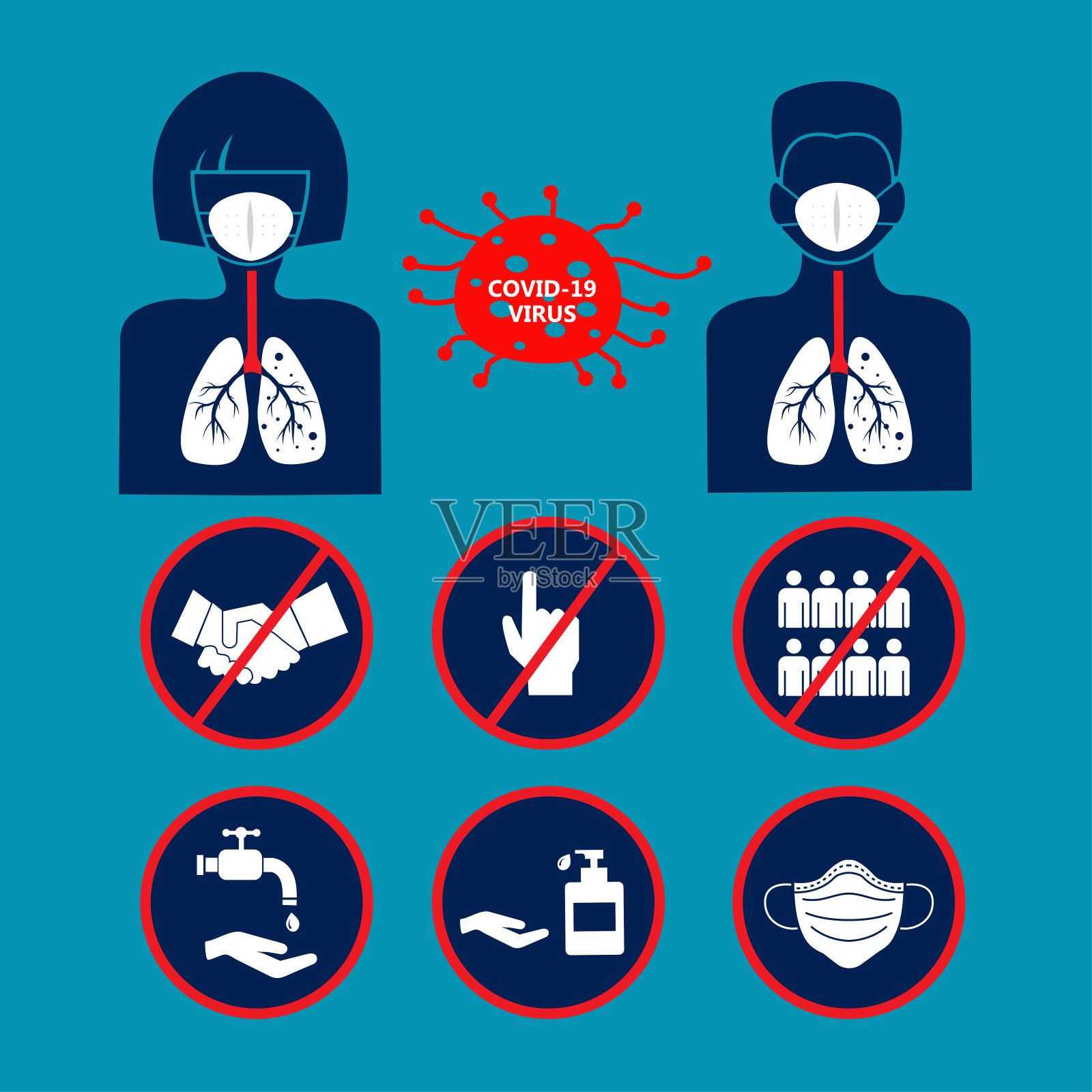 冠状病毒图标信息图形向量。插画图片素材