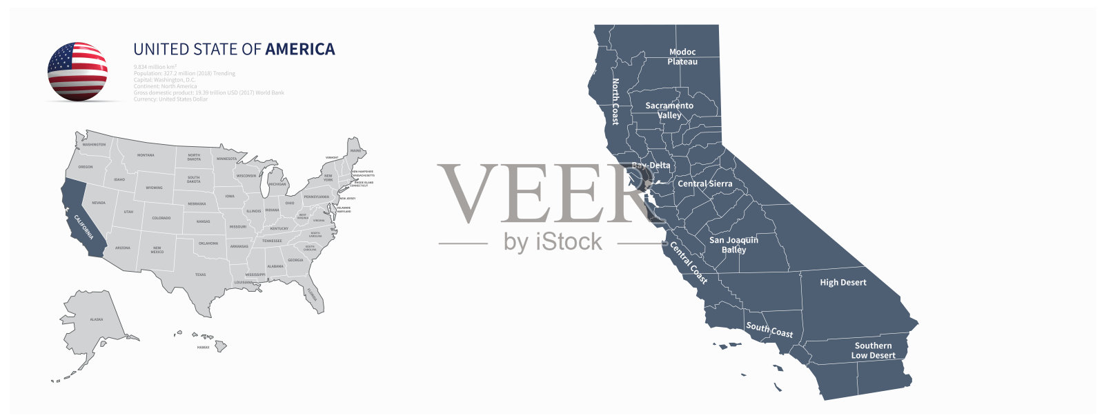 美国地图美国地图和以美国各州边界标出的地图插画图片素材