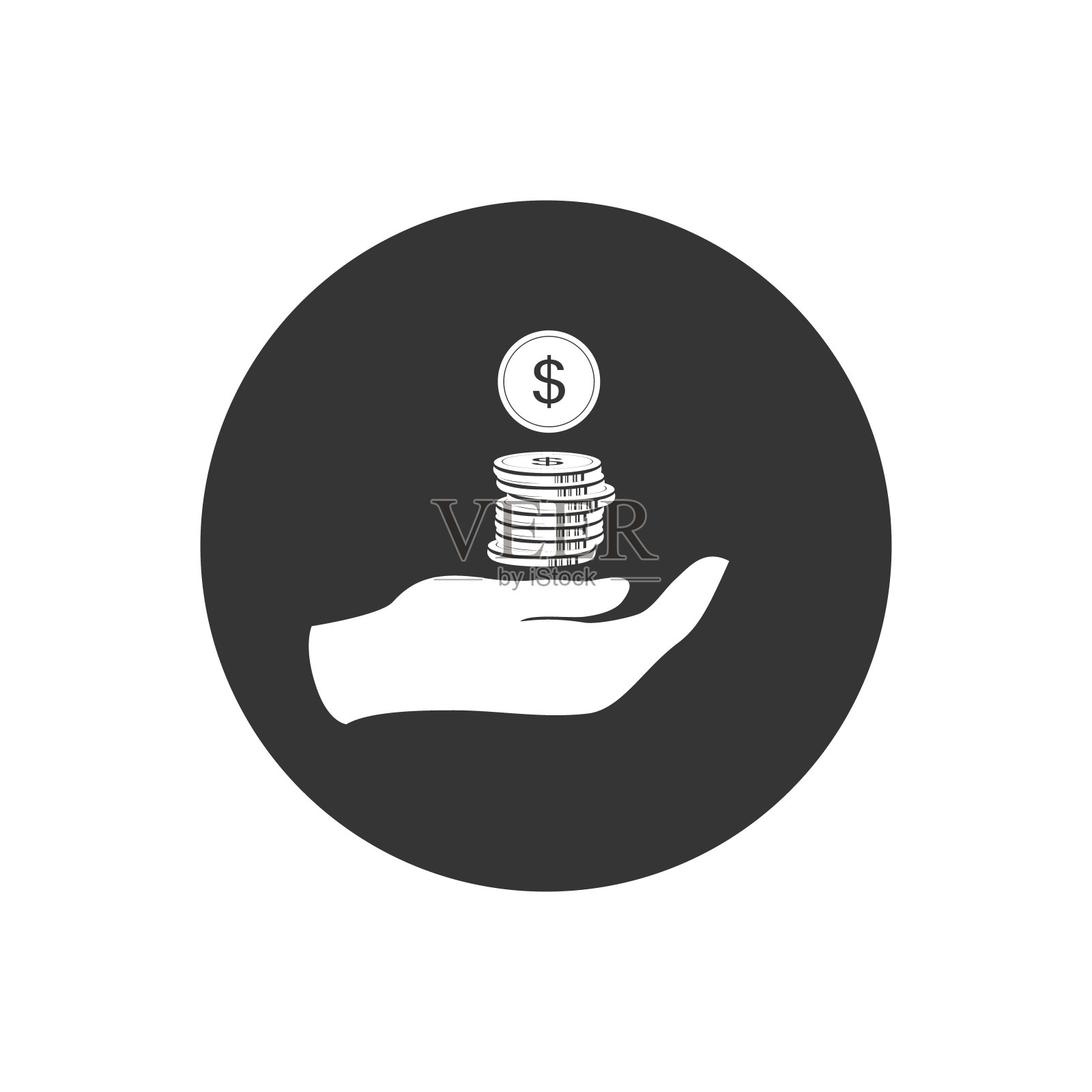 手中的象形钱币。矢量图标插画图片素材