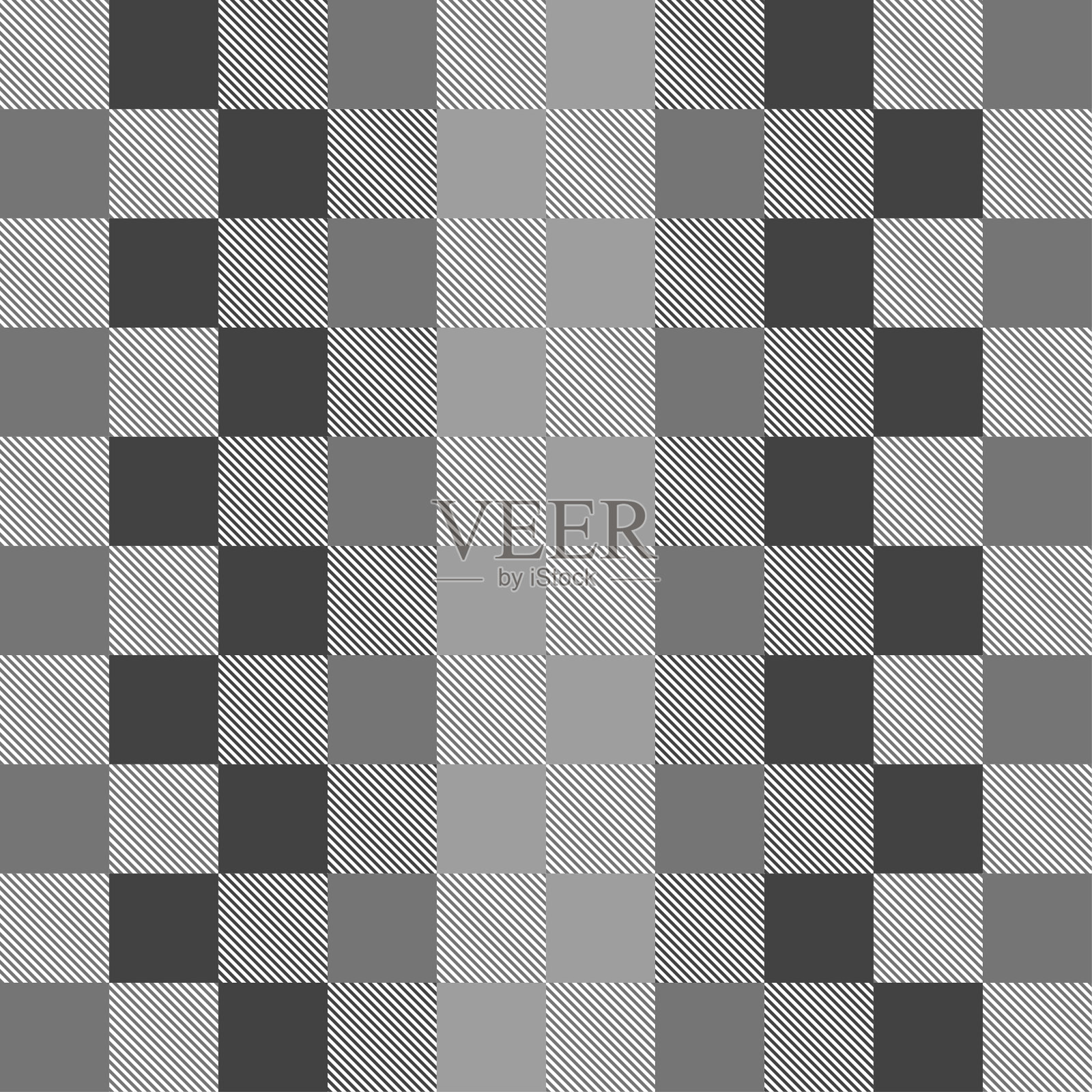 无缝方格向量灰色模式。格子图案。插画图片素材
