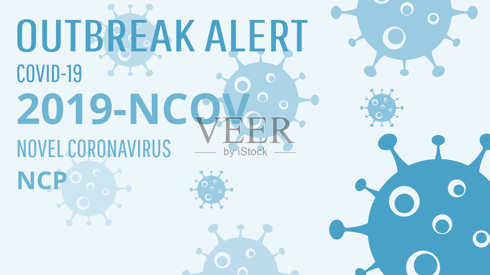 Covid-19冠状病毒概念,新型冠状病毒(2019-nCoV)图标标志横幅。世界卫生组织为冠状病毒病新正式命名为COVID-19,危险病毒载体。插画图片素材