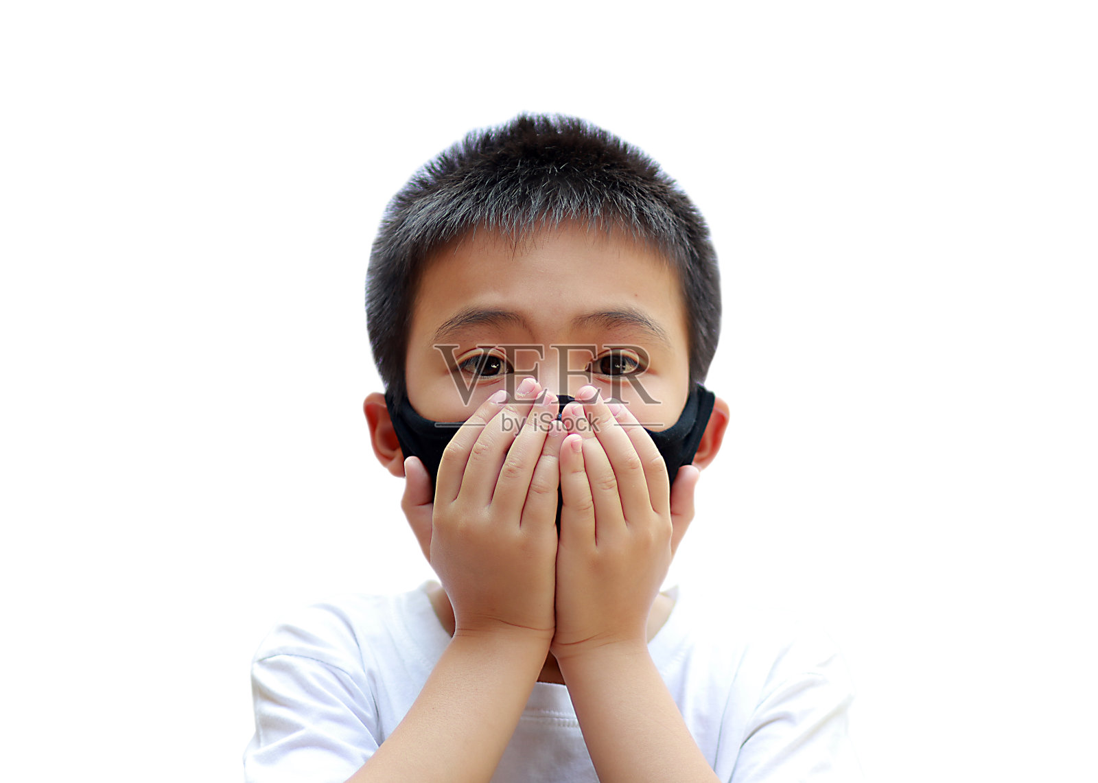 具有防护面罩的孩子,病毒防护概念照片摄影图片