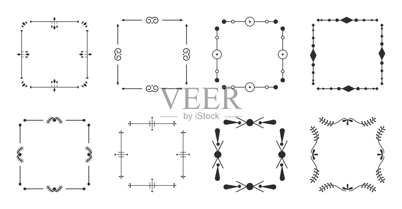 优雅的框架复古装饰边框文本向量集插画图片素材