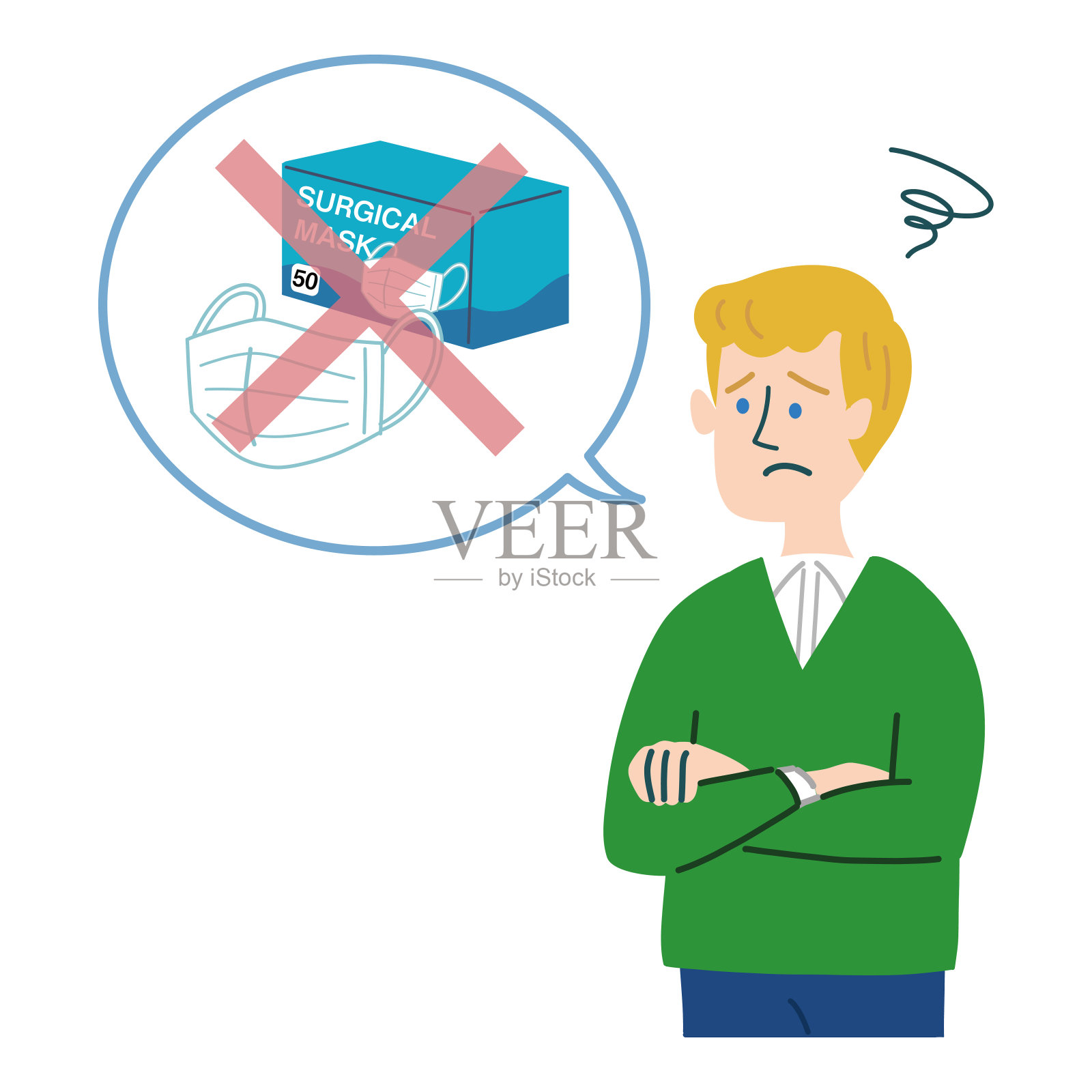 男人建议用医用口罩盒插画图片素材