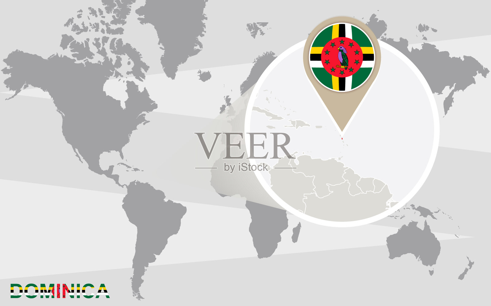 放大的多米尼加世界地图插画图片素材