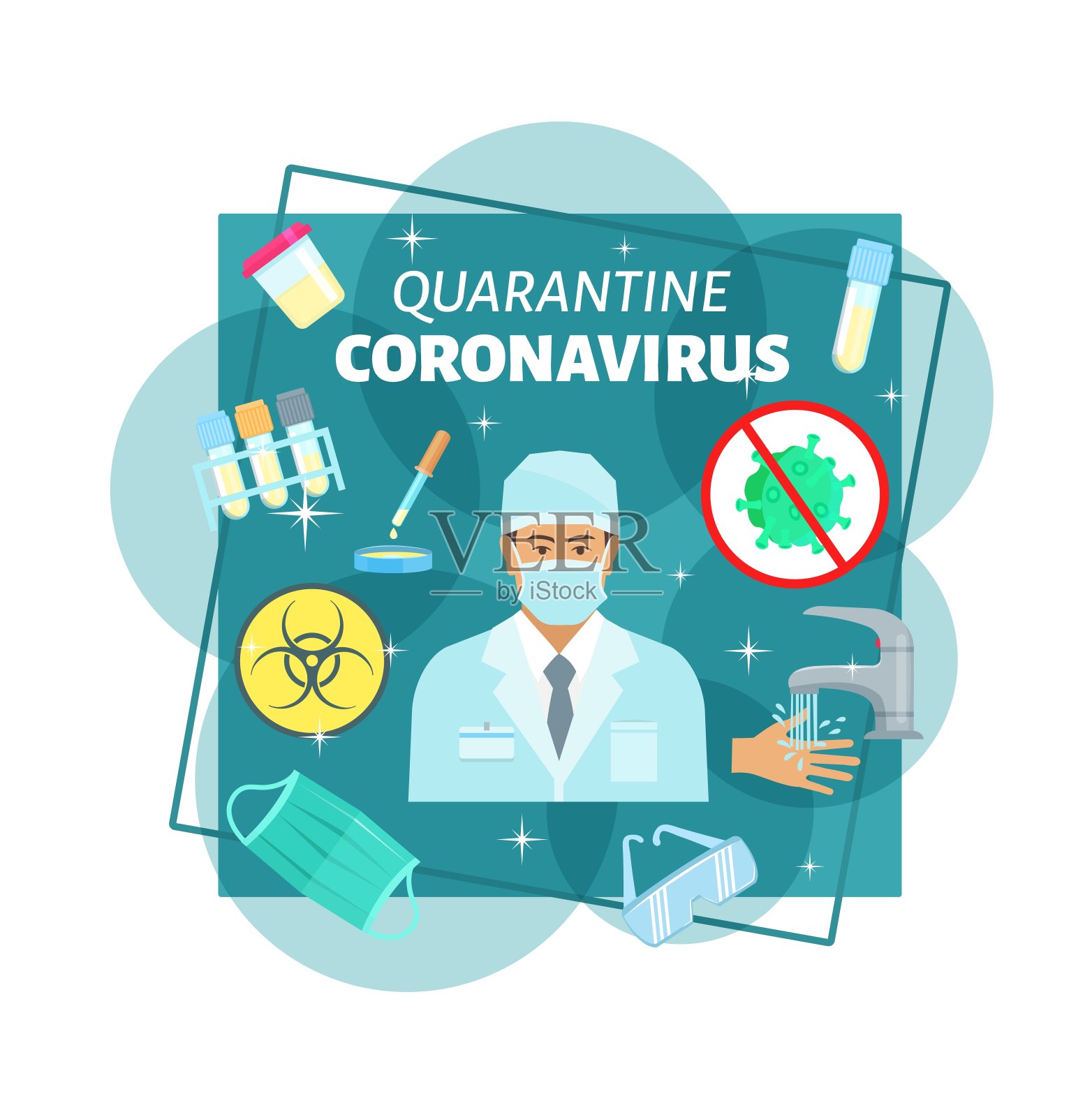 冠状病毒疫情检疫媒介海报插画图片素材