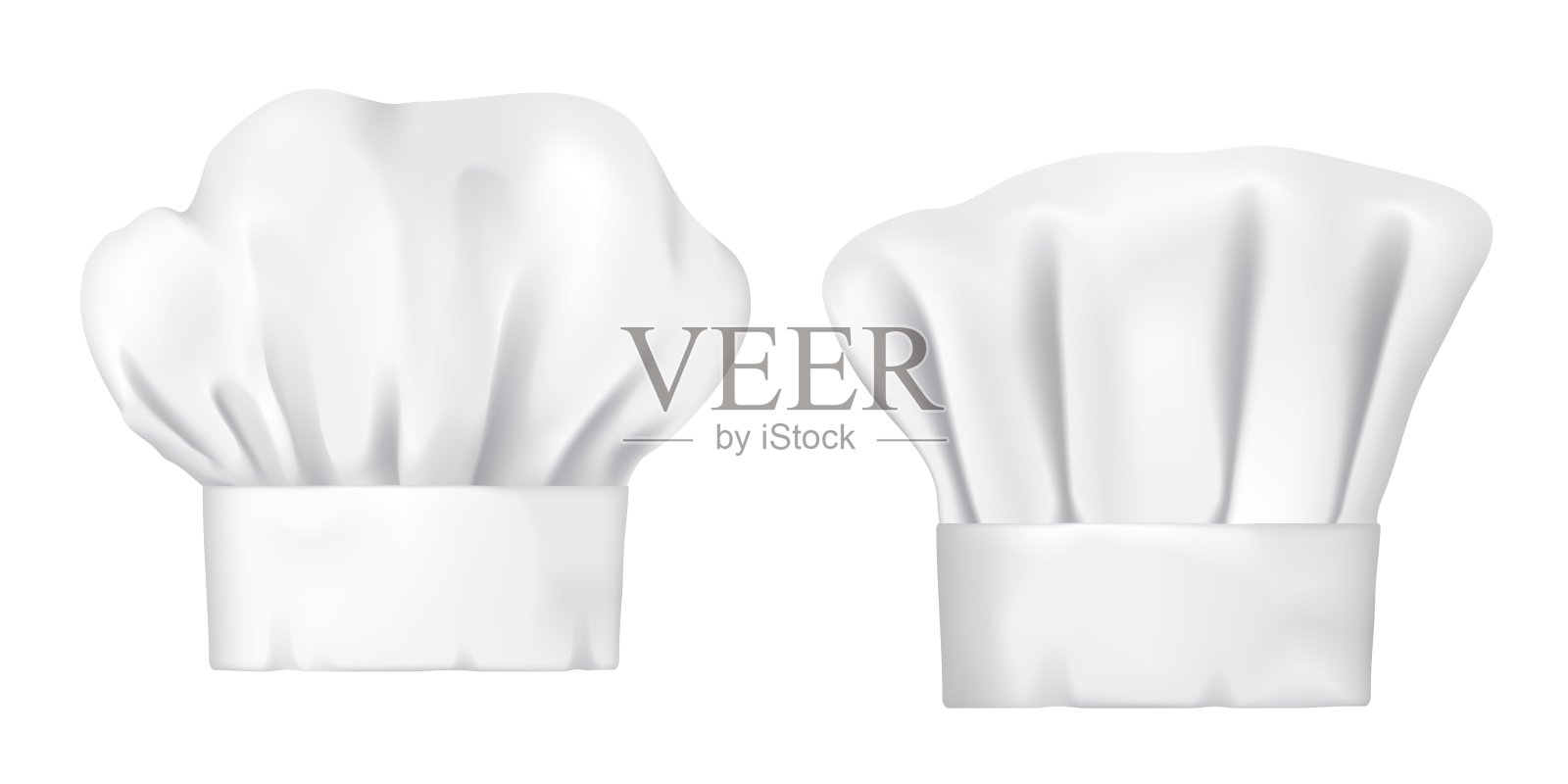白色厨师帽和贝克托克逼真的3d插画图片素材