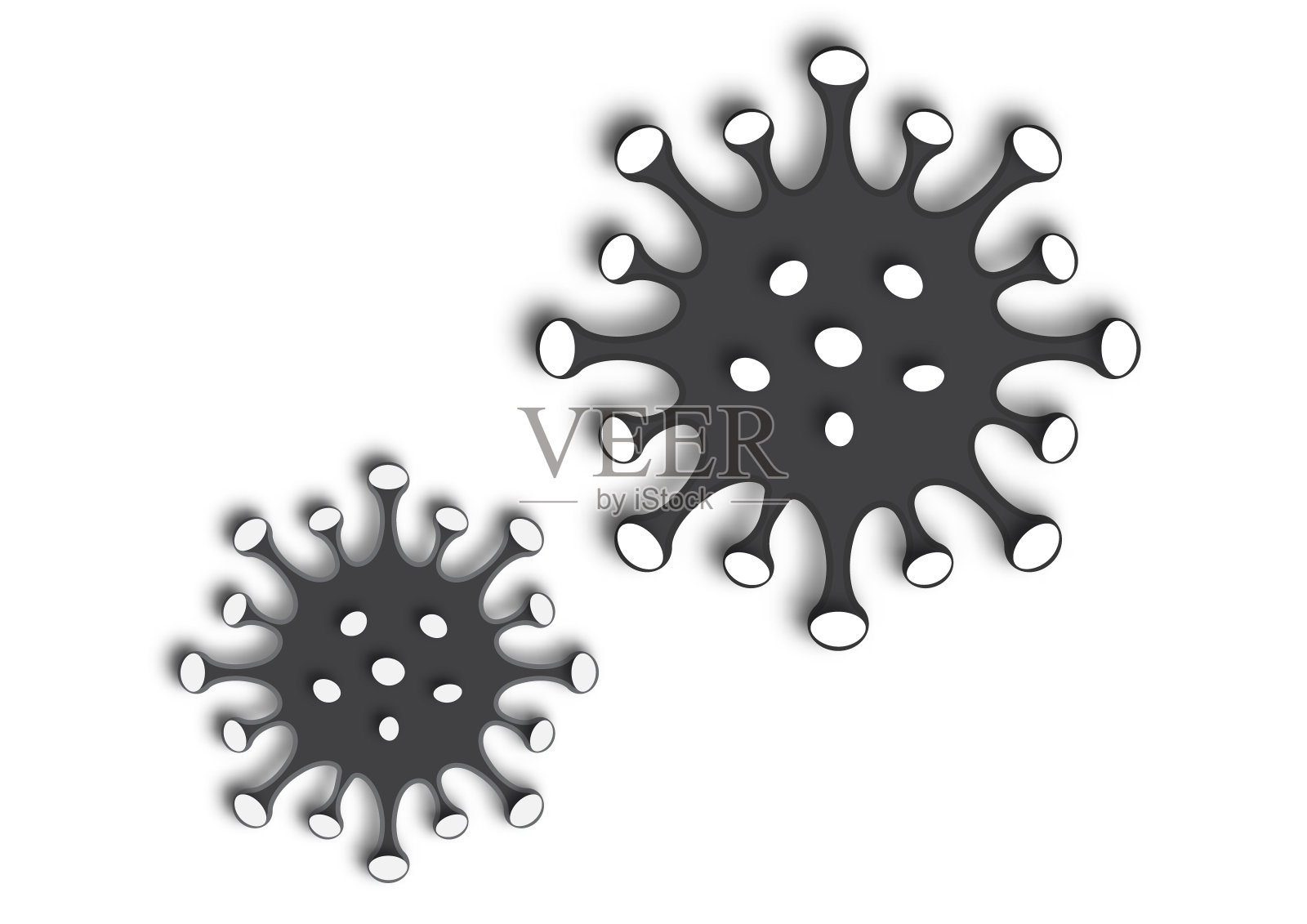 病毒、冠状病毒、2019-nCoV流感病毒的黑白图像。疾病感染的象征这一流行病的全球问题。插画图片素材