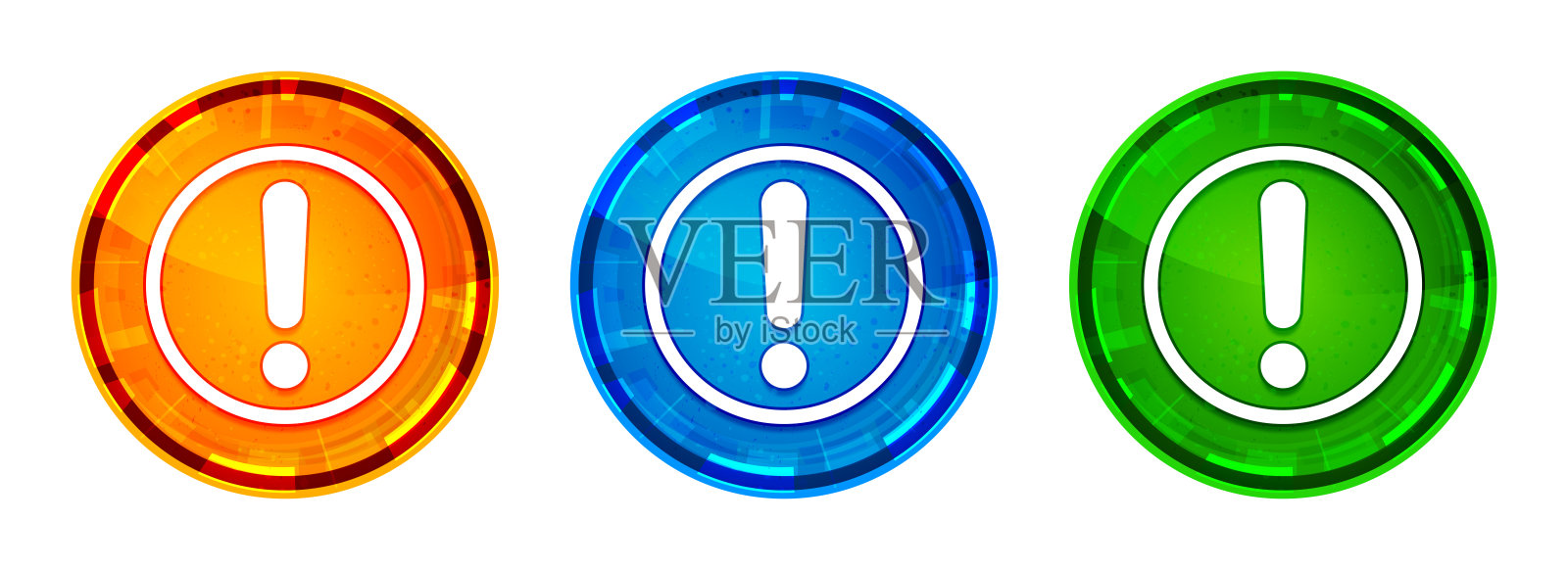感叹号图标闪亮抽象圆形按钮设置插图图标素材