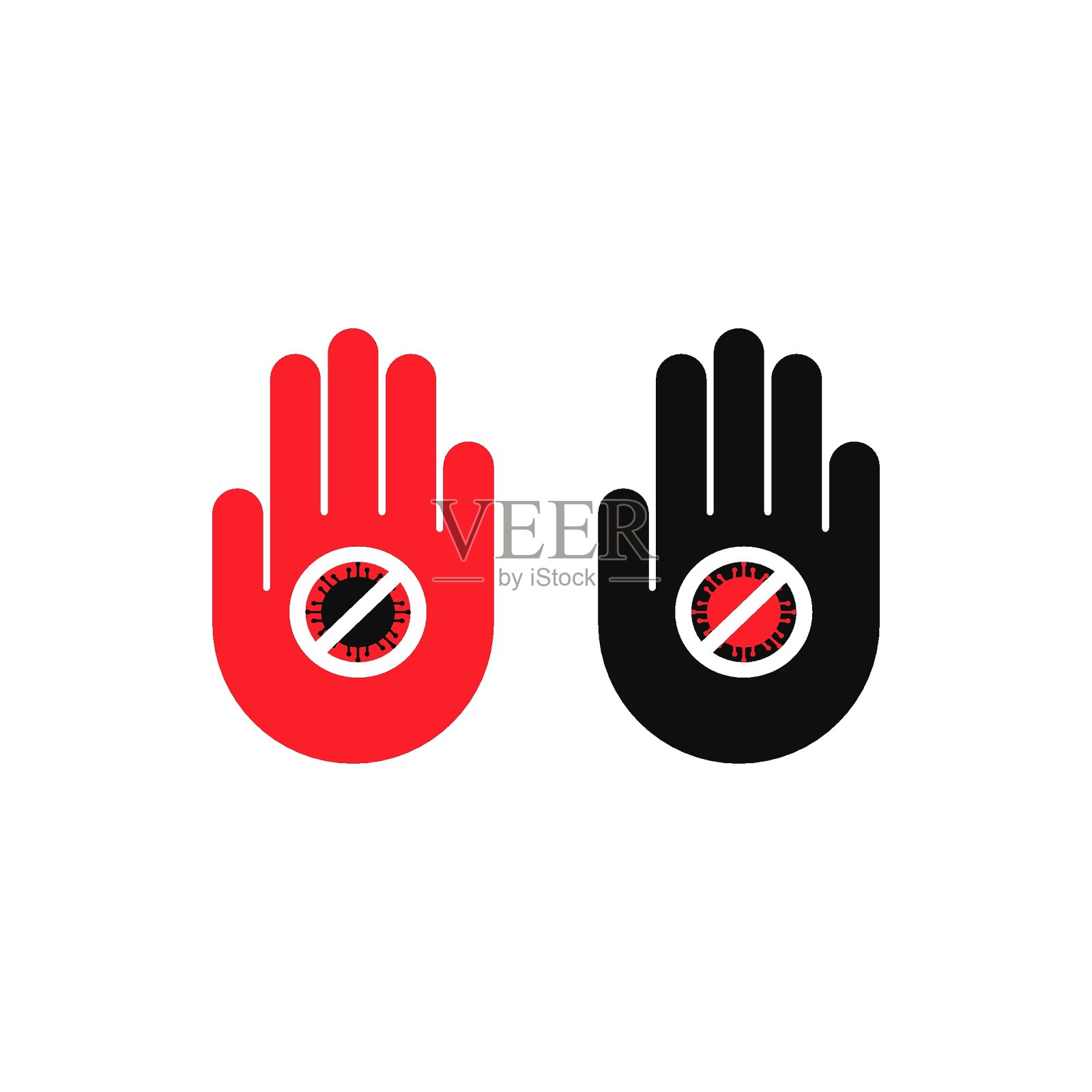 白色背景上的停止冠状病毒图标矢量插图插画图片素材