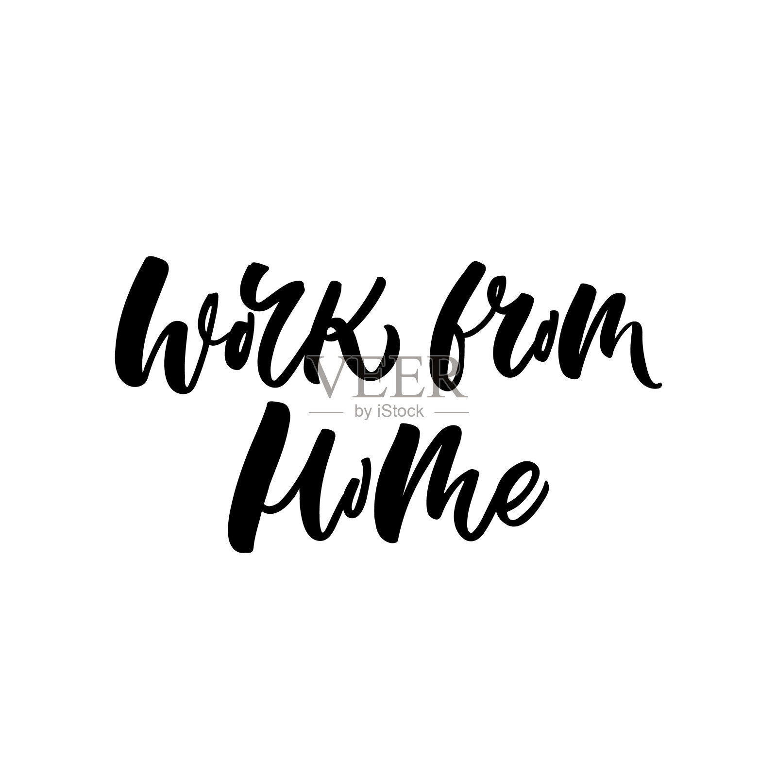 手绘字母卡片。题词是:在家工作。完美的设计贺卡,海报,t恤,横幅,打印邀请。冠状病毒Covid-19意识。插画图片素材