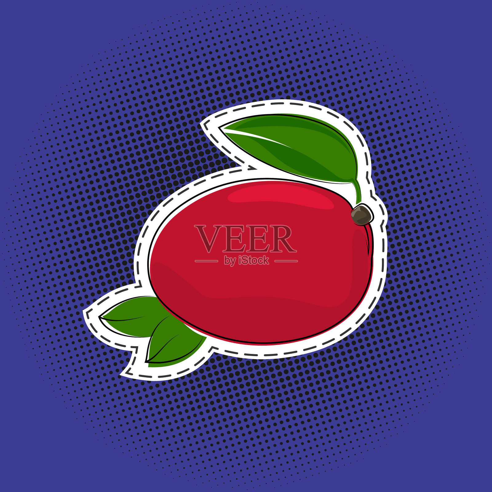 水果芒果贴纸上的波普艺术背景插画图片素材