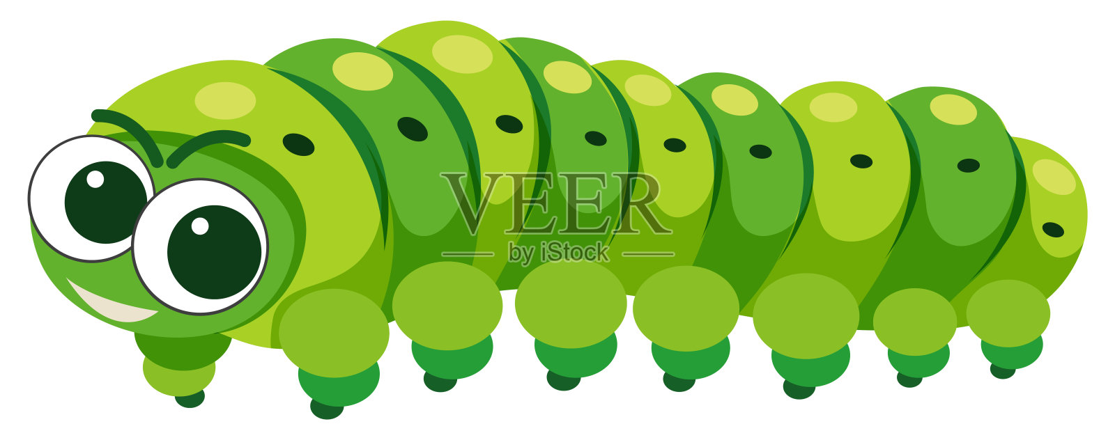 绿色的毛毛虫脸上带着快乐设计元素图片