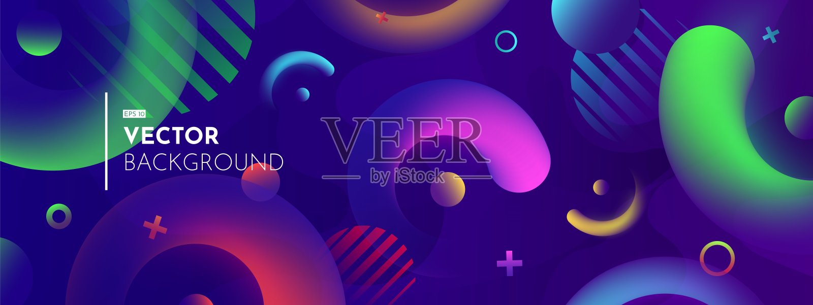 真实的3D和平面物体在黑暗的背景。柔和的灯光效果,霓虹阴影。插画图片素材