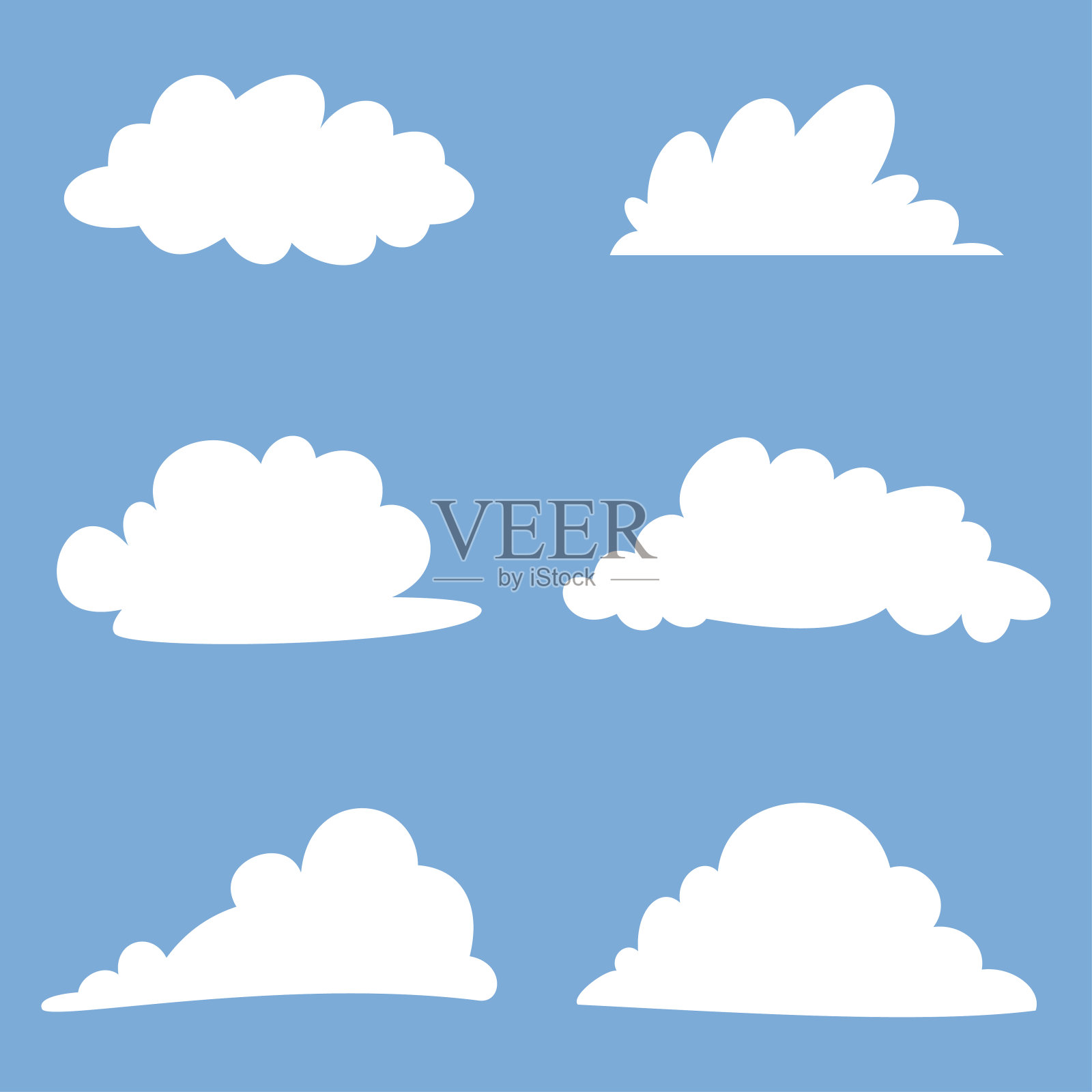 云轮廓矢量图标设置孤立的背景。插画图片素材