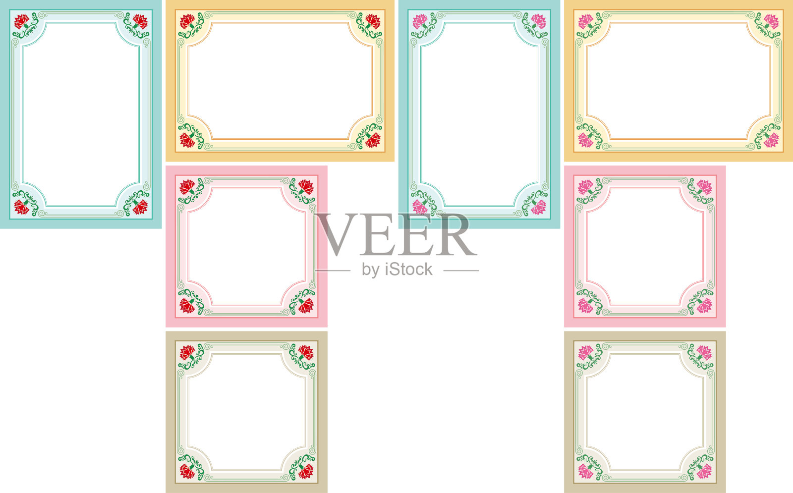 康乃馨主题背景。改变尺寸的框架相同设计的框架适合a4尺寸的纸张。插画图片素材