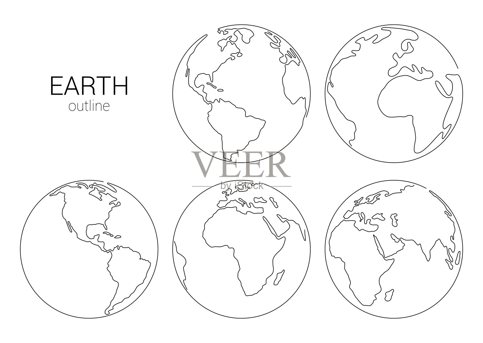 地球轮廓集插画图片素材