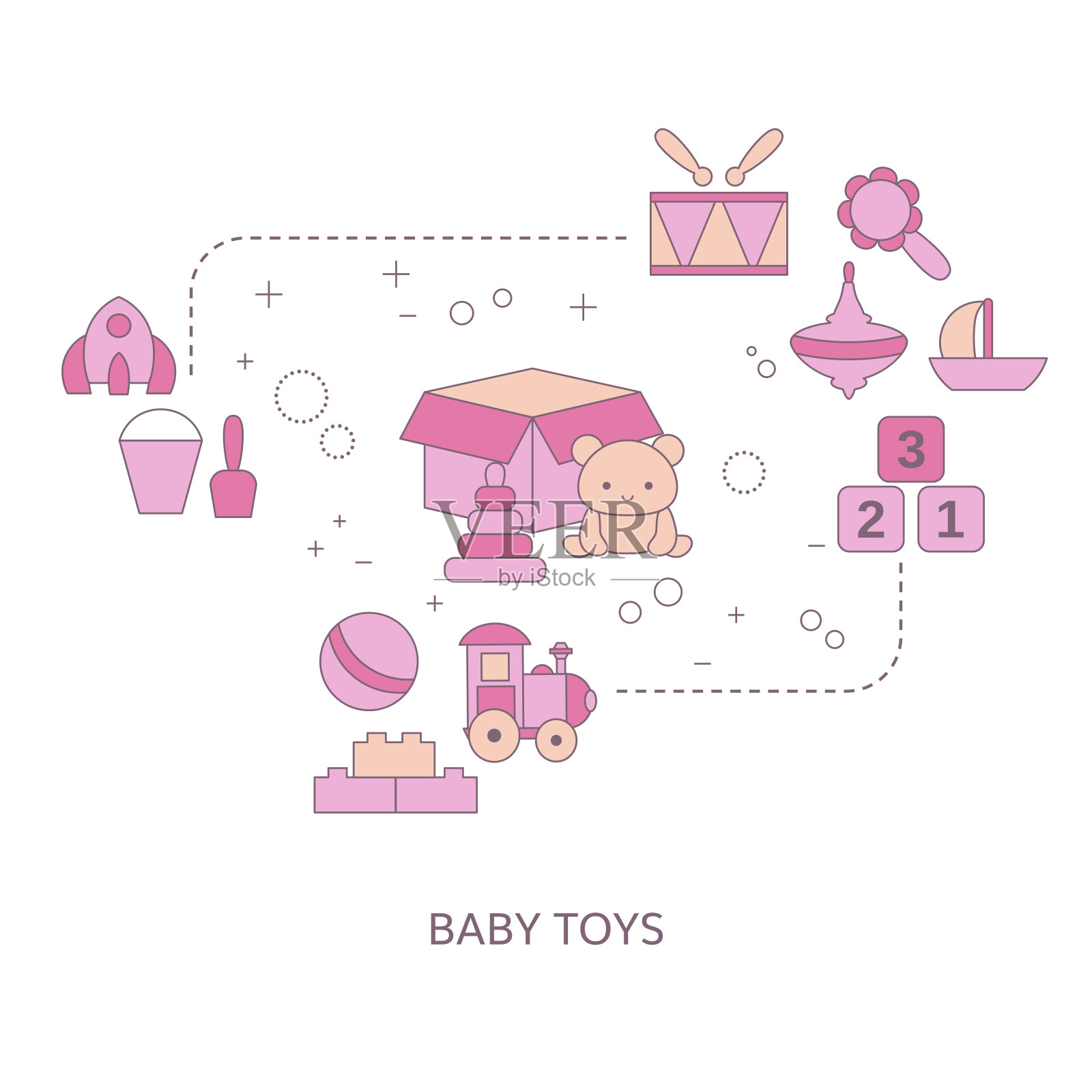 一套婴儿玩具图标插画图片素材