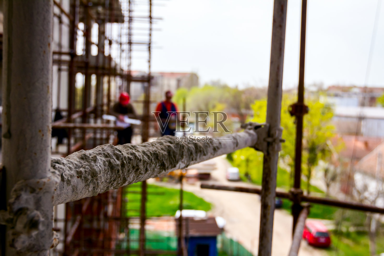 施工现场脚手架上方的视图照片摄影图片