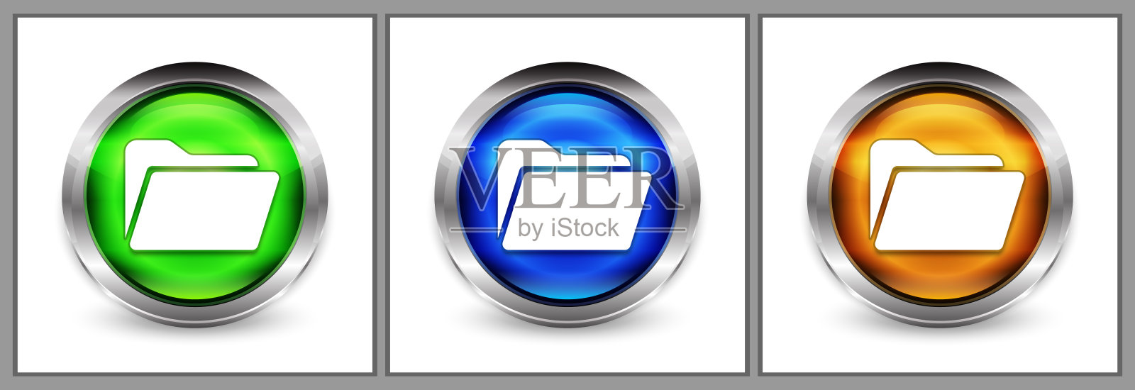 文件夹图标现代眼球圆形按钮设置插图图标素材