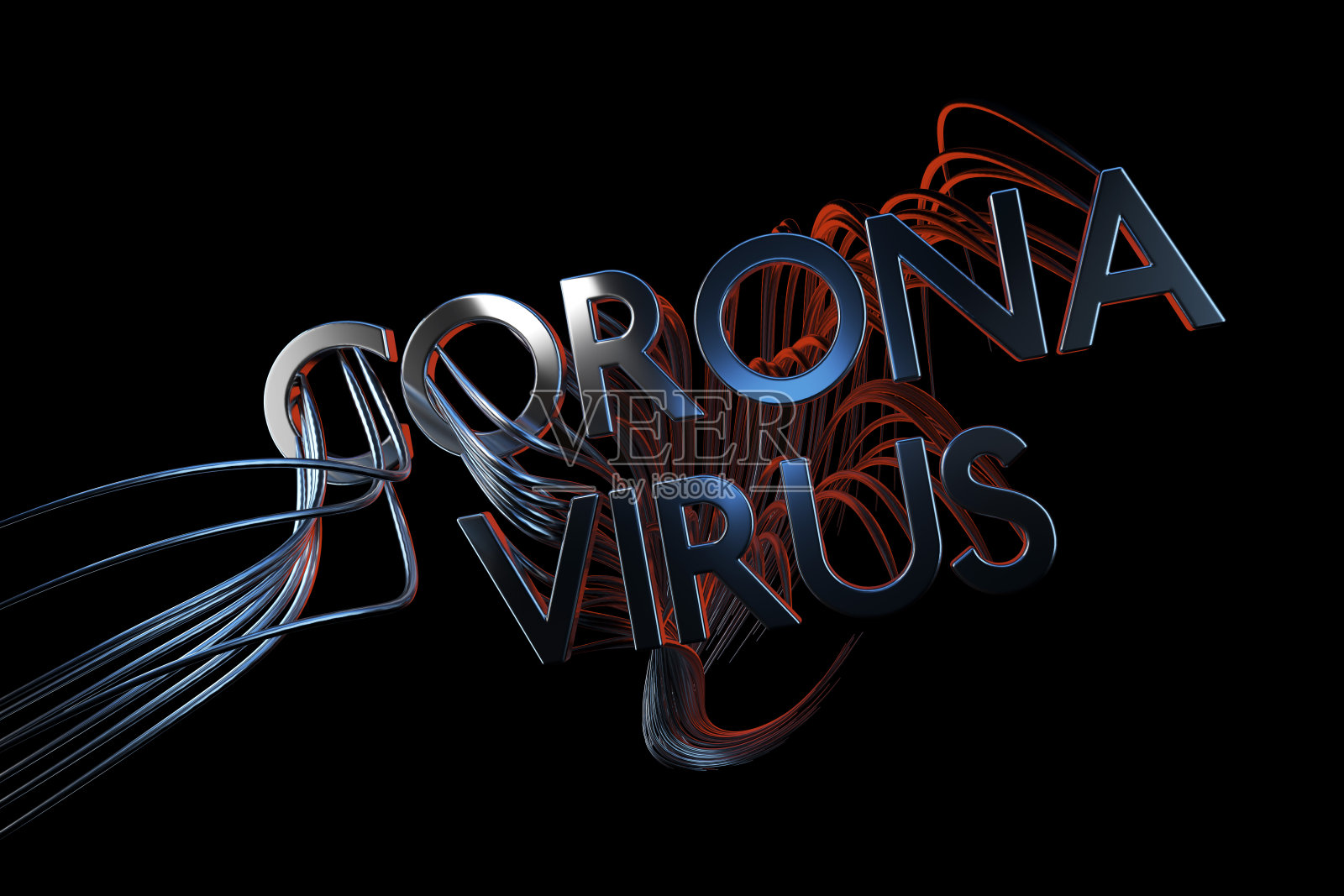 冠状病毒肺炎铭文。疫情三维示意图照片摄影图片