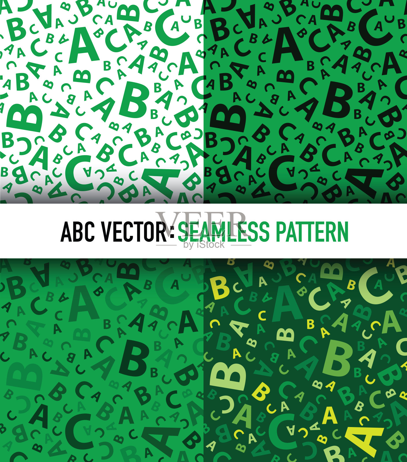 绿色abc字母背景无缝设置插画图片素材