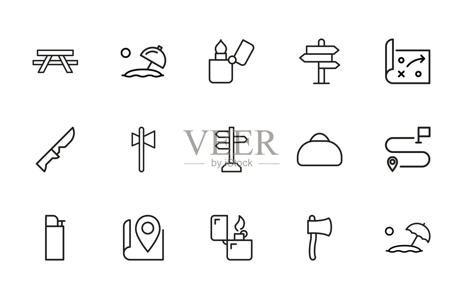 大系列的旅游线路图标。图标素材