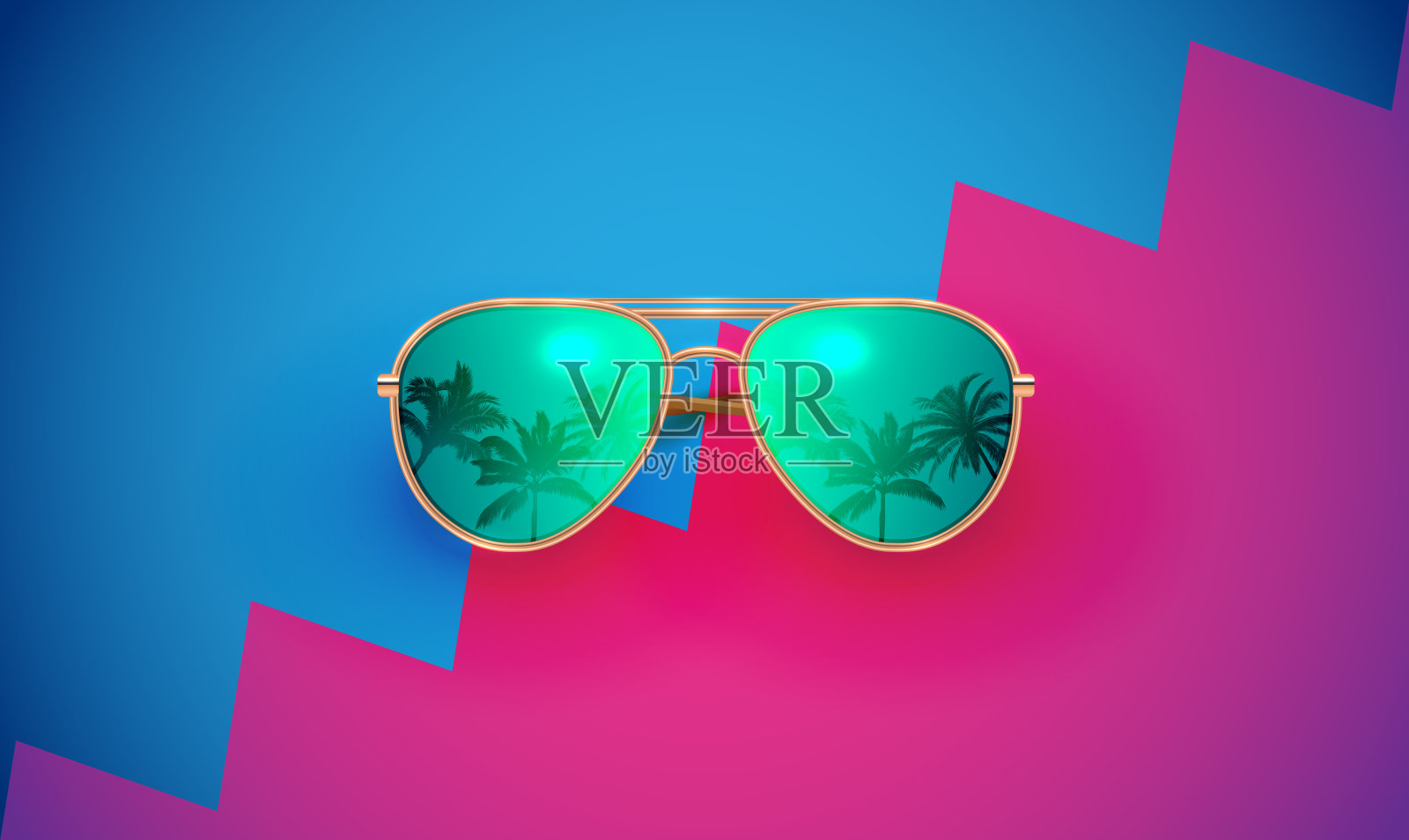 现实的矢量太阳镜在一个彩色的背景,矢量插图插画图片素材