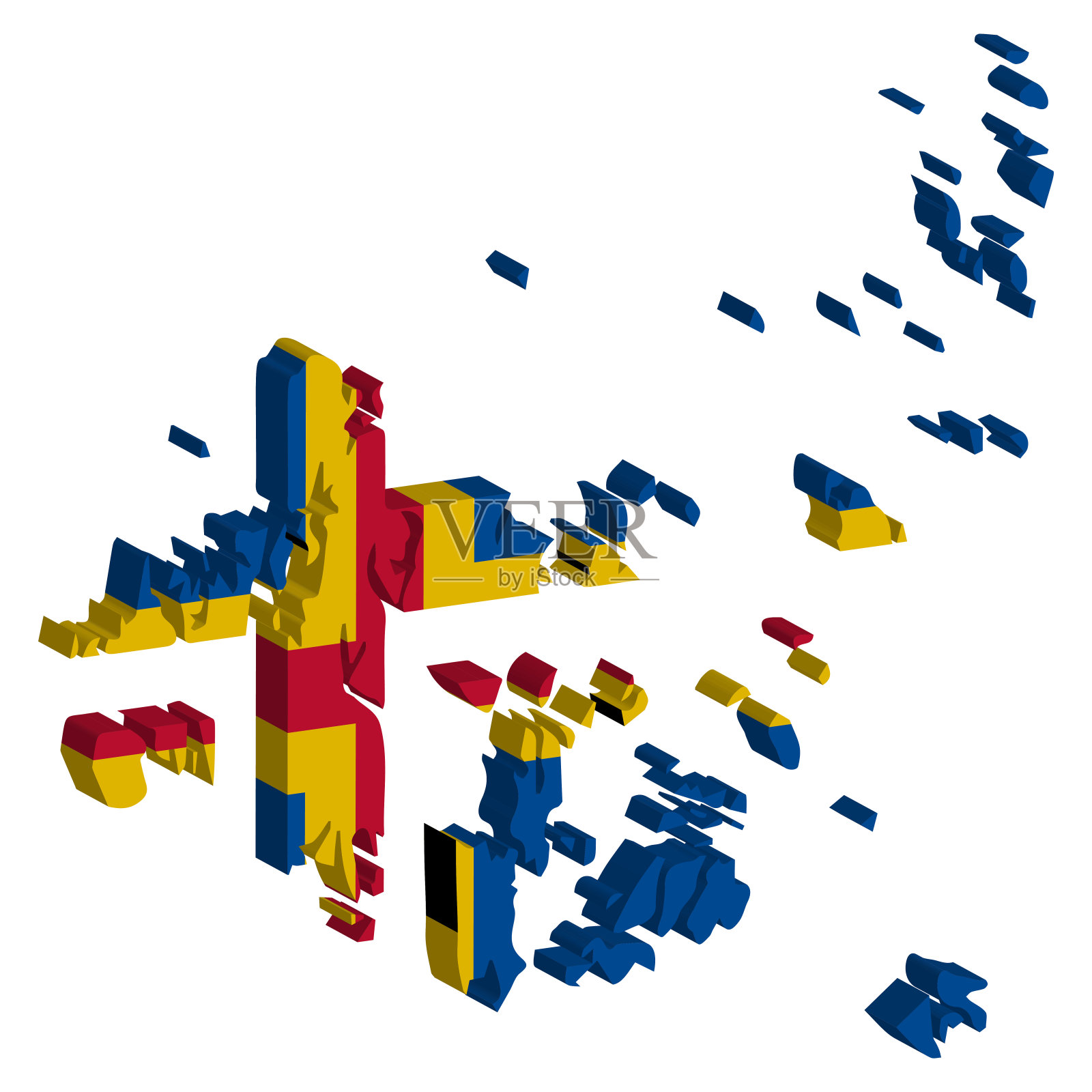 Aland地图旗矢量3D插图eps 10。插画图片素材
