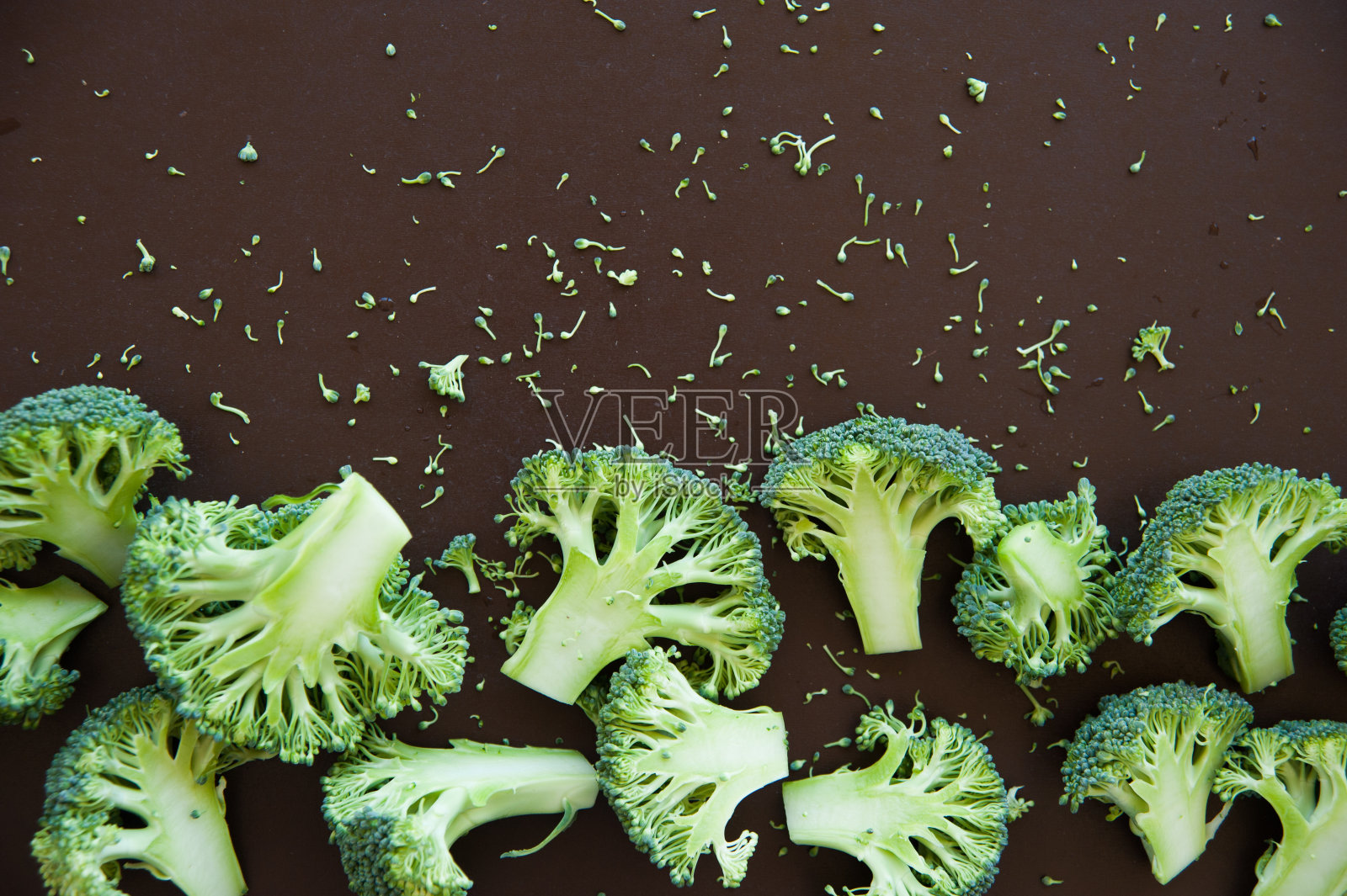 生西兰花背景。健康饮食理念。俯视图照片摄影图片
