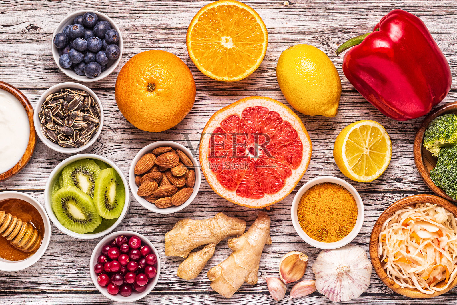 增强免疫力和治疗感冒的超级食物照片摄影图片