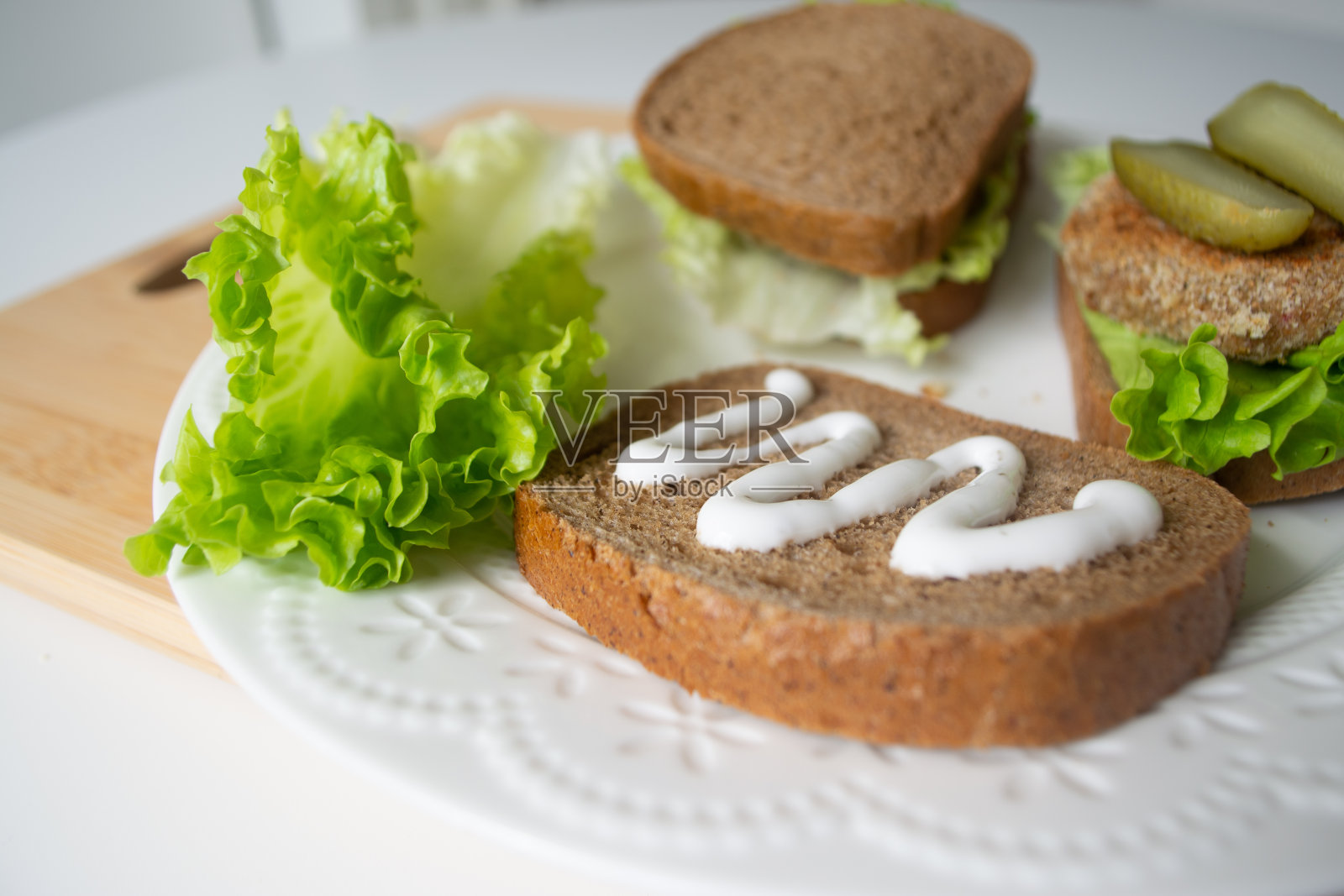 素食汉堡三明治照片摄影图片