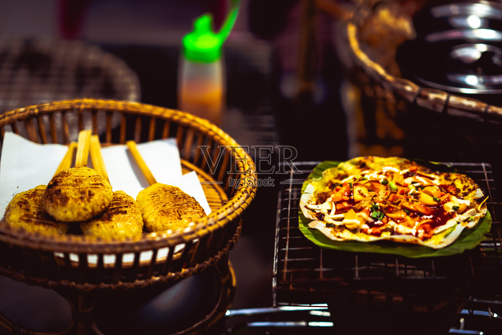 披萨越南烹饪和烤糯米照片摄影图片