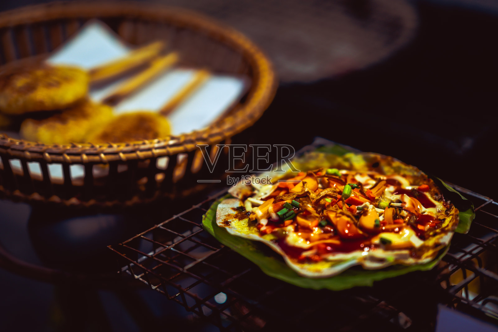 披萨越南烹饪和烤糯米照片摄影图片