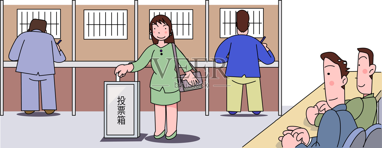 议会选举的投票站插画图片素材