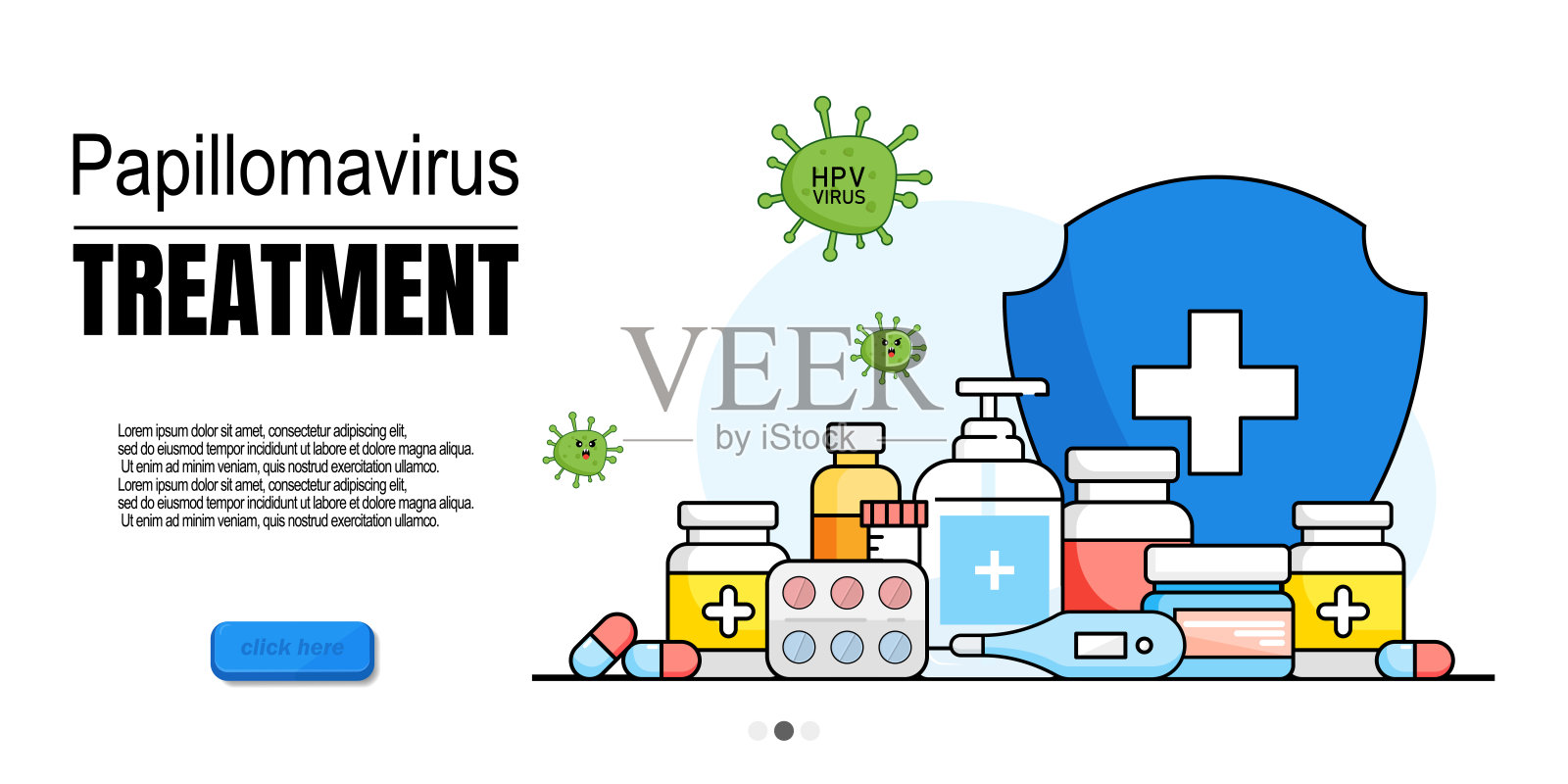 HPV病毒检查。病毒感染的诊断。人乳头瘤病毒治疗、人乳头瘤病毒早期诊断、人乳头瘤病毒药物概念。网站首页登陆网页模板。向量插画图片素材