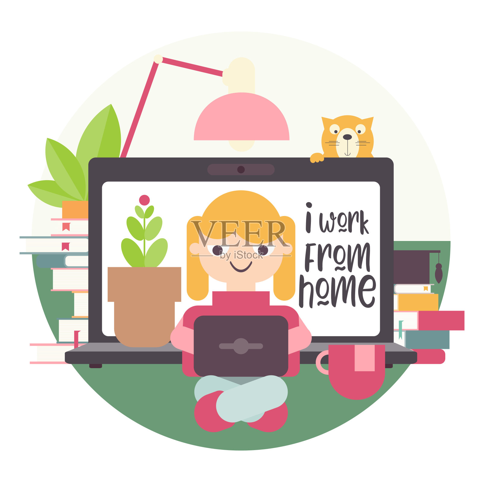 我在家工作插画图片素材