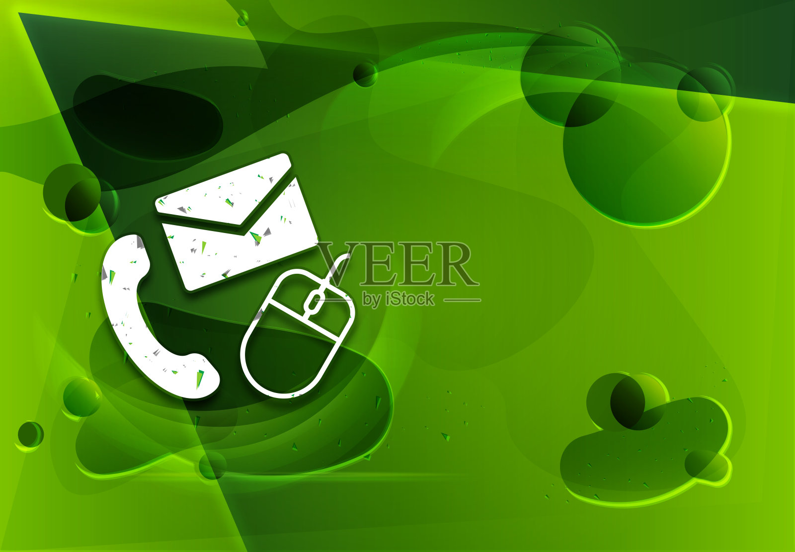 联系图标玻璃时尚抽象绿色背景插图插画图片素材