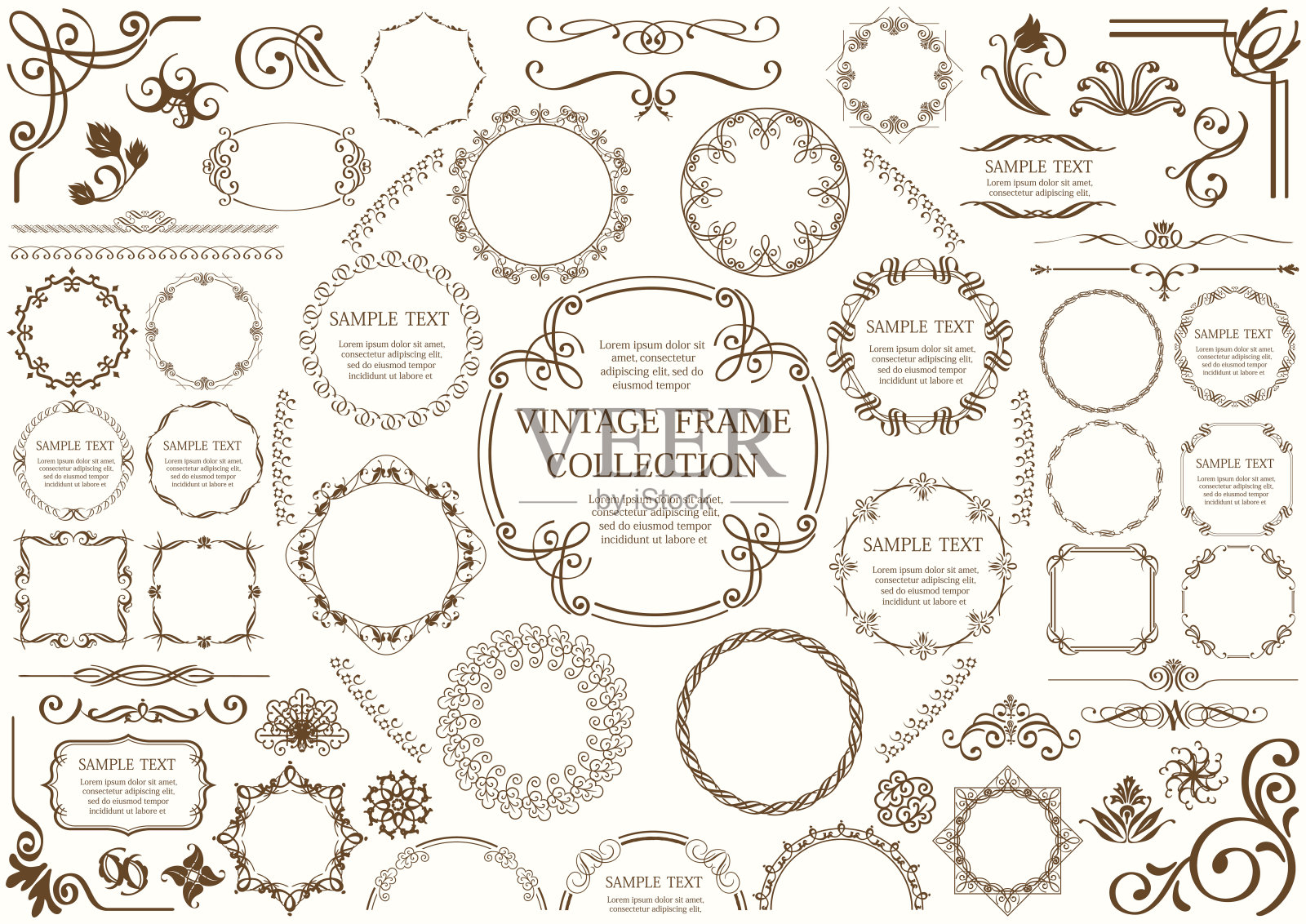 在一个朴素的背景上孤立的古董框架。插画图片素材