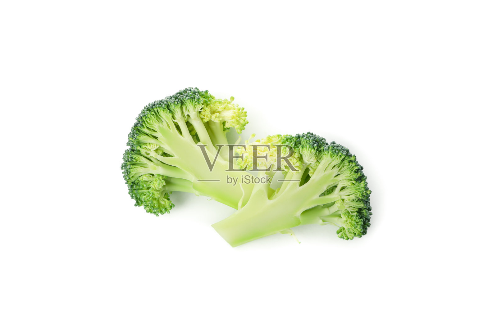 在白色背景上孤立的西兰花。新鲜蔬菜照片摄影图片