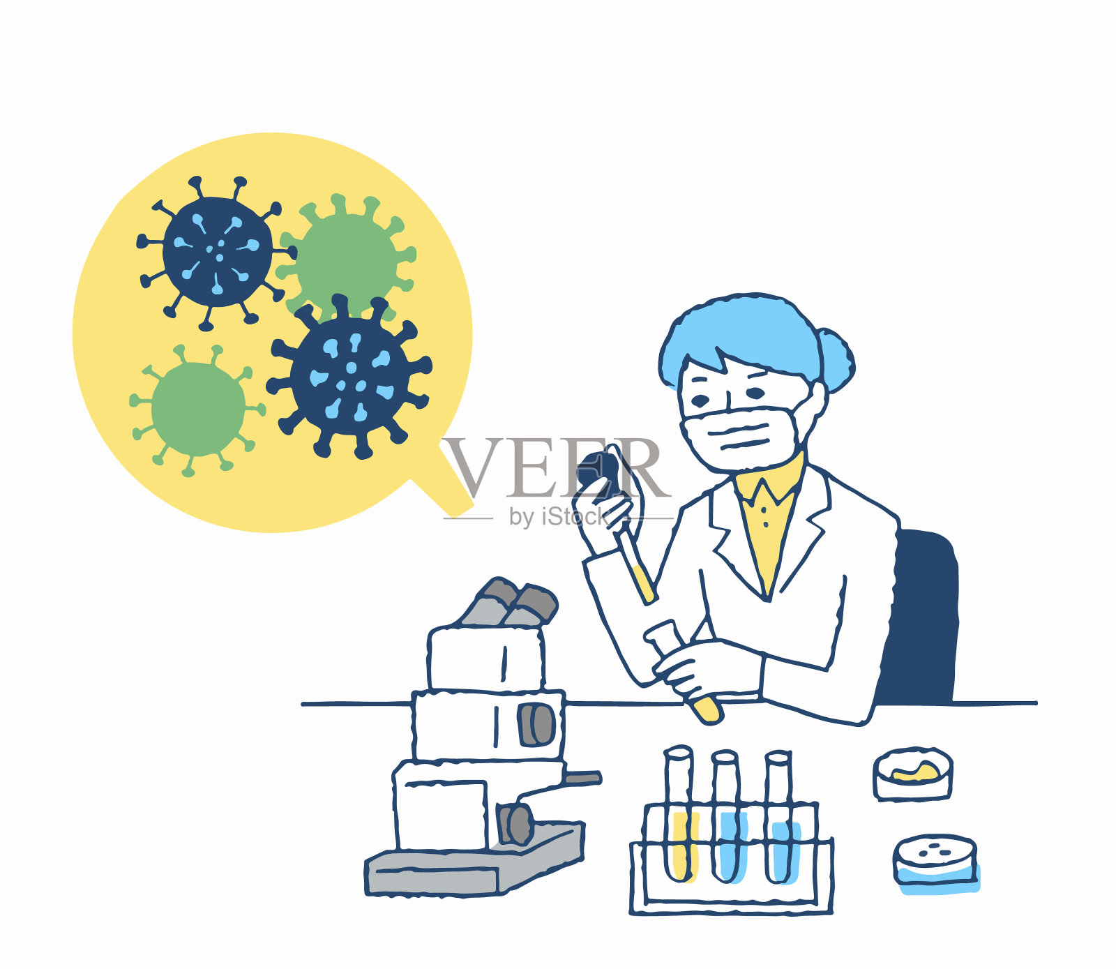 女科学家做实验插画图片素材