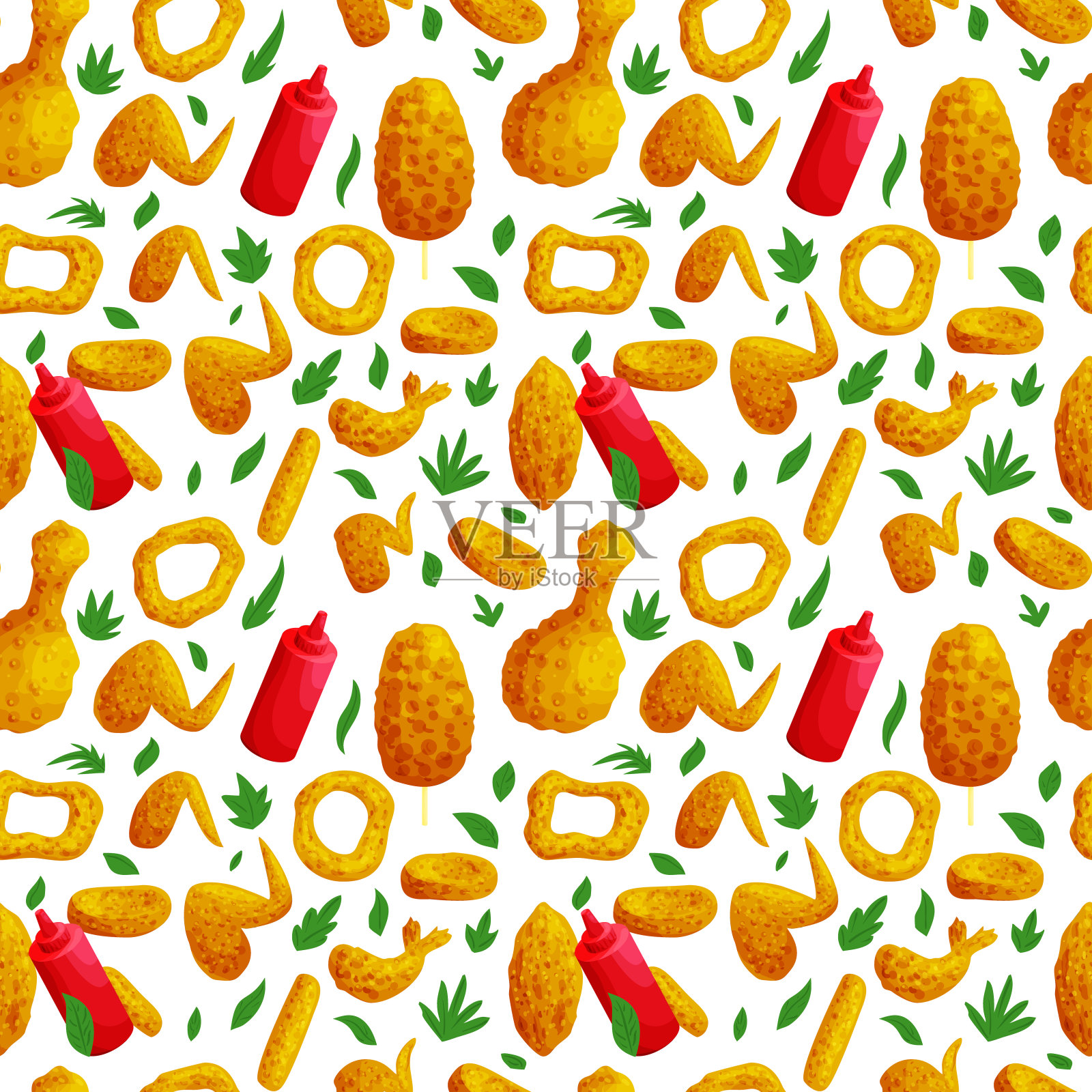 快餐肉酱无缝模式插画图片素材